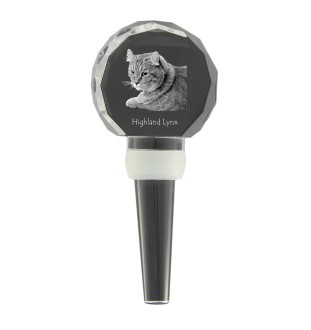 Highland Lynx - Crystal bottle stopper with cat, unique wine stopper with photo, personalised gift for sommelier by Art-Dog brand