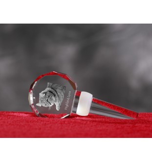 Highland Lynx - Crystal bottle stopper with cat, unique wine stopper with photo, personalised gift for sommelier by Art-Dog brand
