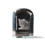 Highland Lynx - crystal cube with a photo, photo of a cat in crystal, cubic paperweight from Art-Dog brand