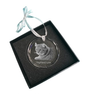 Lynx des Highlands - boule de Noël en cristal avec une photo, photo d'un chat dans le cristal, décoration personnalisée pour sapin de Noël de la marque Art-Dog