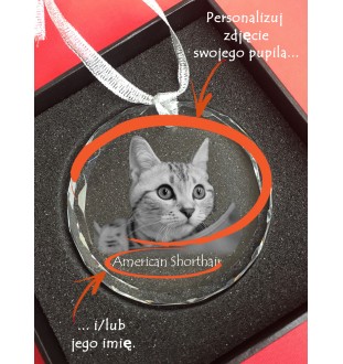 Lynx des Highlands - boule de Noël en cristal avec une photo, photo d'un chat dans le cristal, décoration personnalisée pour sapin de Noël de la marque Art-Dog