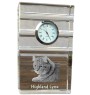 Lynx des Highlands - une horloge en verre avec une photo, une photo de chat dans un cristal, une horloge de bureau personnalisée de la marque Art-Dog