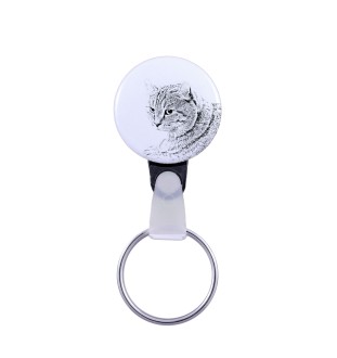 Highland Lynx - handmade keychain with a cat portrait, purse charm, product of the Art-Dog brand.