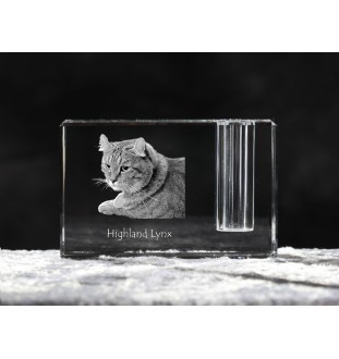 Hochlandluchs - Stifthalter, Kristallorganizer mit Katzenfoto, einzigartige Schreibtischdekoration der Marke Art-Dog
