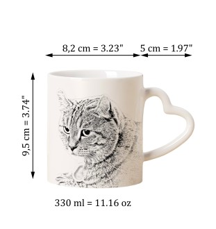 Highland Lynx - cat mug, adorable heart-shaped handle mug, universal gift from Art-Dog brand