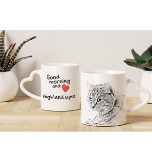 Lynx des Highlands - tasse avec un chat, une tasse adorable avec une anse en forme de cœur, un cadeau universel de la marque Art-Dog
