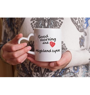 Hochlandluchs Tasse mit Katze, entzückende Tasse mit herzförmigem Henkel, universelles Geschenk der Marke Art-Dog