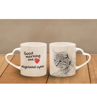 Lynx des Highlands - tasse avec un chat, une tasse adorable avec une anse en forme de cœur, un cadeau universel de la marque Art-Dog