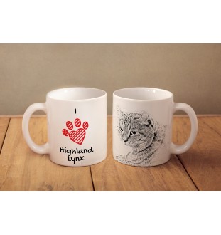 Highland Lynx - cup with a cat, cute cup with graphics, a gift with your photo from the Art-Dog brand