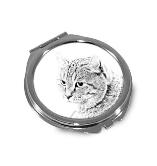 Hochlandluchs - Taschenspiegel mit Katze, personalisierter Taschenspiegel, kompakter Spiegel mit Art-Dog-Logo