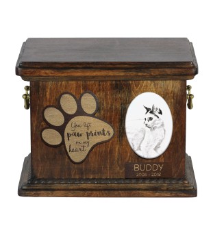 Japanese Bobtail Cat - urn for cat ashes, urn for cat with photo, personalized cat ashes box by Art-Dog brand