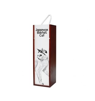 Chat japonais Bobtail - boîte à vin avec un chat, boîte à alcool avec une illustration, boîte personnalisée pour cadeau de la marque Art-Dog