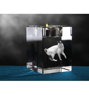 Japanese bobtail - Candle holder with cat photo, crystal tealight holder, personalised gift by Art-Dog brand