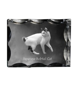 Chat japonais Bobtail - cristal avec une photo de chat, une statuette en verre avec une photo, un cadre exceptionnel avec une photo de la marque Art-Dog