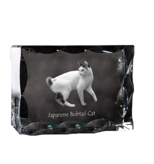 Chat japonais Bobtail - cristal avec une photo de chat, une statuette en verre avec une photo, un cadre exceptionnel avec une photo de la marque Art-Dog