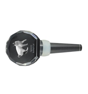 Chat japonais Bobtail - Bouchon de bouteille en cristal avec chat, bouchon de vin unique avec photo, cadeau personnalisé pour sommelier par la marque Art-Dog