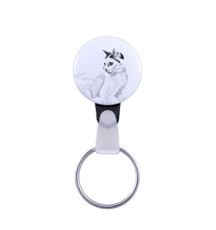Japanische Bobtail Katze - handgefertigter Schlüsselanhänger mit dem Bildnis einer Katze, Taschenanhänger, Produkt der Marke Art-Dog