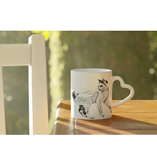 Japanische Bobtail Tasse mit Katze, entzückende Tasse mit herzförmigem Henkel, universelles Geschenk der Marke Art-Dog