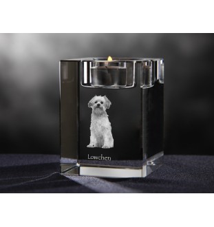 Petit chien lion - Bougeoir avec photo de chien, porte bougie en cristal, cadeau personnalisé par la marque Art-Dog