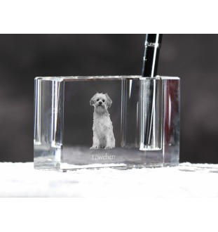 Petit chien lion - Porte-stylos, organiseur en cristal avec photo de chien, décoration de bureau unique par la marque Art-Dog