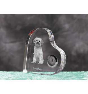 Lowchen, Little Lion Dog - crystal clock with a dog picture, heart-shaped shelf clock, personalized standing clock by Art-Dog brand