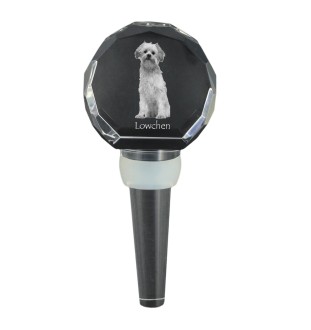 Lowchen, Little Lion Dog - Crystal bottle stopper, unique wine stopper with photo, personalised gift for sommelier by Art-Dog brand