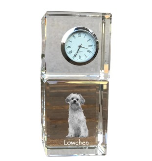 Lowchen, Little Lion Dog - crystal clock with a photo, a photo of a dog in crystal, personalized desk clock by Art-Dog brand