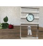 Petit chien lion - une horloge en verre avec une photo, une photo de chien dans un cristal, une horloge de bureau personnalisée de la marque Art-Dog