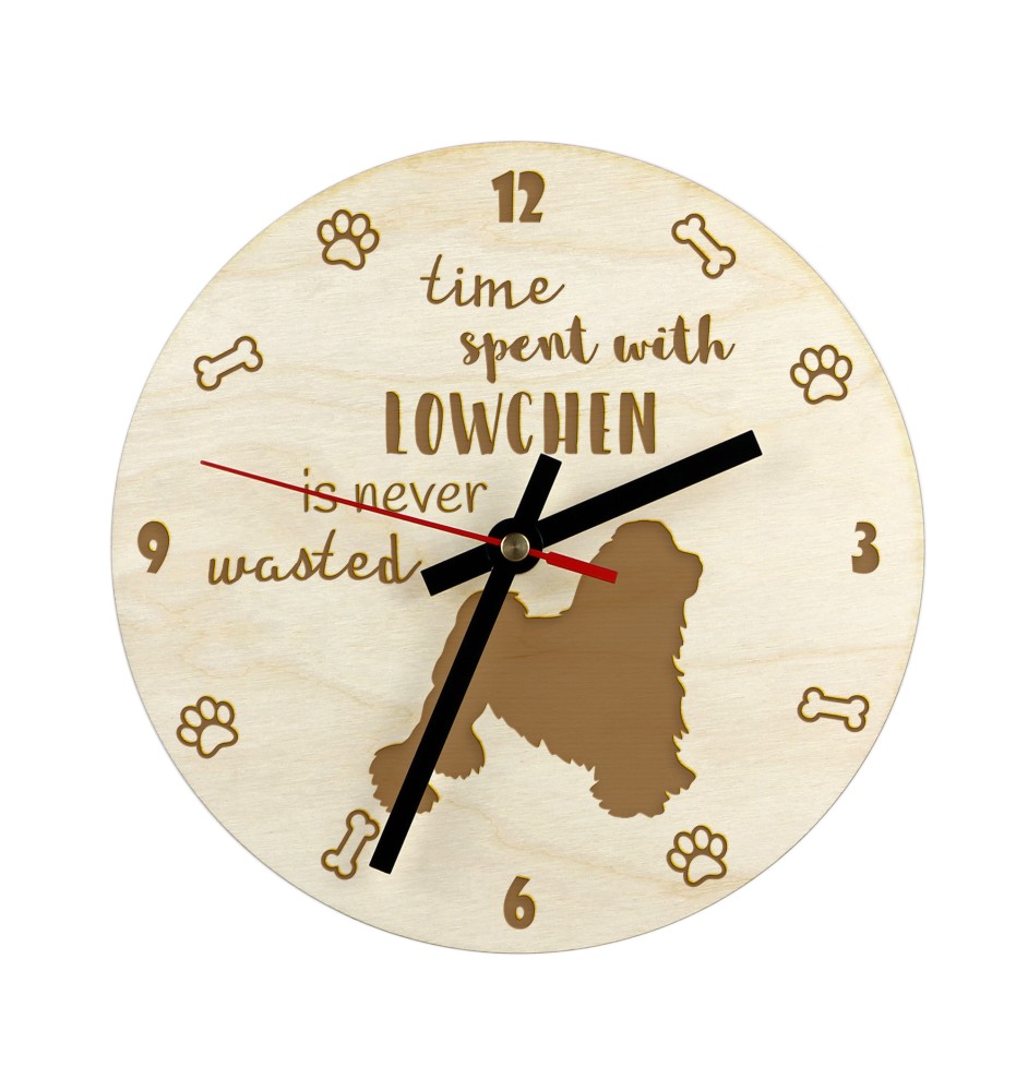 Löwchen - Hundeuhr, Holzuhr, Wanduhr für Hundefreunde, Tisch- und Regaluhr, Art-Dog