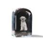 Lowchen, Little Lion Dog - crystal cube with a photo, photo of a dog in crystal, cubic paperweight from Art-Dog brand