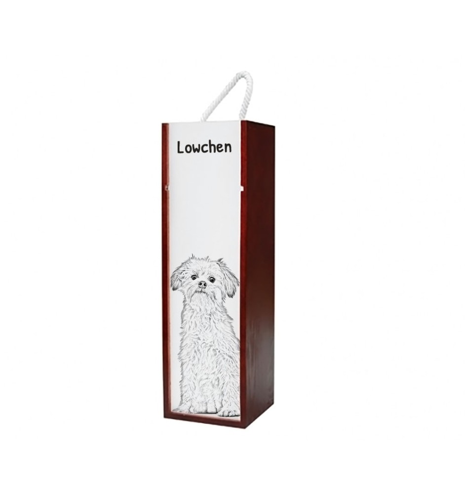 Petit chien lion - boîte à vin avec chien, boîte à alcool avec graphisme, boîte cadeau personnalisée de la marque Art-Dog