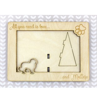 Maltese - Photo frame, engraved wooden frame, a lovely gadget for the dog lover by Art-Dog