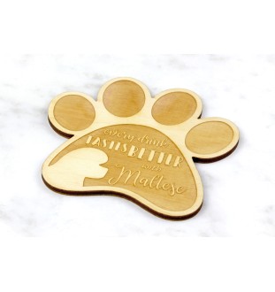 Maltese - Mug coaster, engraved coaster with dog, gift for dog lover by Art-Dog brand