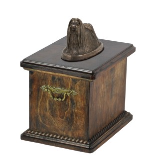 Malteser eine Urne für die Asche des Hundes, eine Urne mit einer Statue, eine elegante Urne im klassischen Stil der Marke Art-Dog