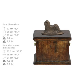 Bichon maltais, Maltese - une urne pour les cendres d'un chien, une urne avec une statuette, une urne élégante de style classique de la marque Art-Dog