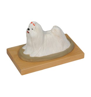 Bichon maltais, Maltese - figurine peinte, statue, sculpture, réalisée par l'artiste, marque Art-Dog