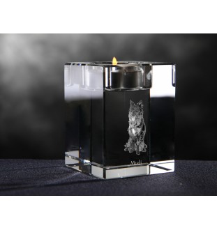Mudi - Bougeoir avec photo de chien, porte bougie en cristal, cadeau personnalisé par la marque Art-Dog