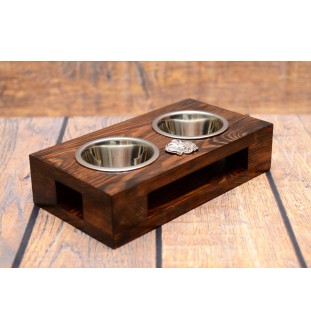 Mâtin napolitain, Mâtin de Naples, Napolitain - support en bois avec des bols pour chien, bols pour chien en acier, cadeau pour l'adoption d'un chien de la marque Art-Dog