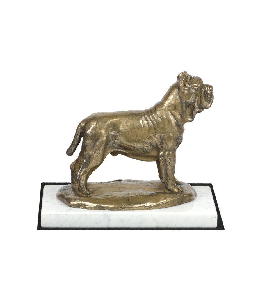 Neapolitan Mastiff, Mastino Napoletano - dog figurine, statue on white marble, trophy for Art-Dog dog show exhibition