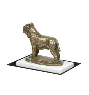 Mastino Napoletano, Neapolitanischer Mastiff - Hundestatue, Figur auf weißem Marmor, Trophäe für die Art-Dog-Hundeaustellung