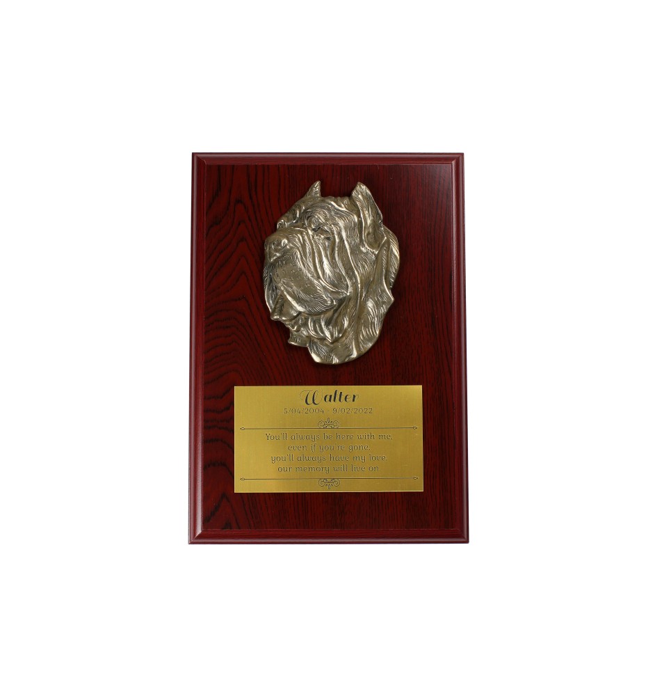 Mastino Napoletano, Neapolitanischer Mastiff II - Flachrelief eines Hundes, kleiner Dekor, realistische Plakette mit Hund von der Marke Art-Dog