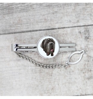 Neapolitan Mastiff, Mastino Napoletano - geometric tie clip with a picture and inscription from Art-Dog