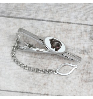 Neapolitan Mastiff, Mastino Napoletano - geometric tie clip with a picture and inscription from Art-Dog