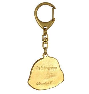 Pékinois - Porte-clés doré avec chien, décoration de sac à main, accessoire de luxe de la marque Art-Dog