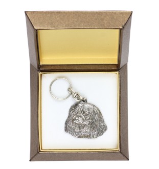 Pekingese, Pekinese, Peke - Silver-plated pendant with a dog in a decorative box, handbag decoration, backpack pendant by Art-Dog brand