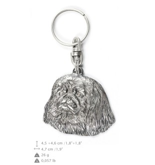 Pékinois - Pendentif argenté avec un chien dans une boîte décorative, décoration de sac à main, pendentif de sac à dos par la marque Art-Dog