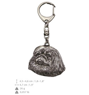 Pekingese, Pekinese, Peking-Palasthund - Versilberter Schlüsselanhänger mit Hund in einer Geschenkbox, Handtaschenschmuck, Rucksackanhänger der Marke Art-Dog