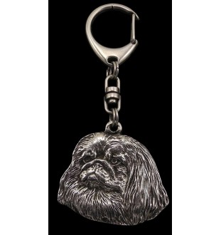 Pekingese, Pekinese, Peking-Palasthund - Versilberter Schlüsselanhänger mit Hund in einer Geschenkbox, Handtaschenschmuck, Rucksackanhänger der Marke Art-Dog