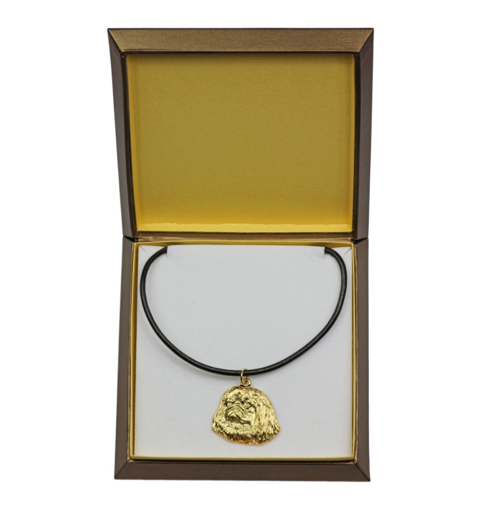 Pékinois - Collier de chien dans une boîte cadeau, pendentif plaqué or pour les fans de chiens, bijoux remarquables par Art-Dog