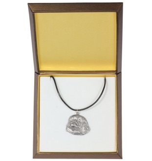 Pékinois - Collier de chien dans une boîte cadeau, médaillon argenté pour fan de chien, pendentif remarquable de la marque Art-Dog